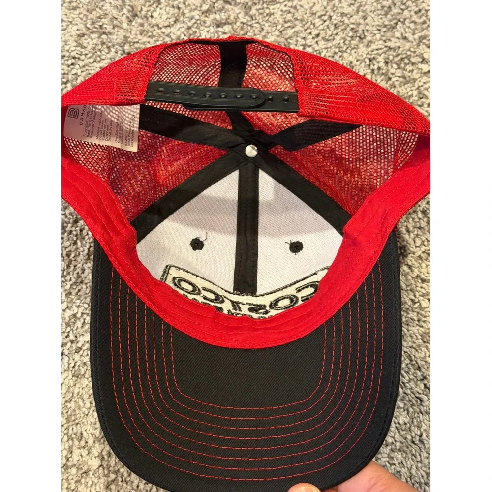 Costco Wholesale‎ Hat Mens OSFM Black Red Trucker Snapback Mesh Patch Cap